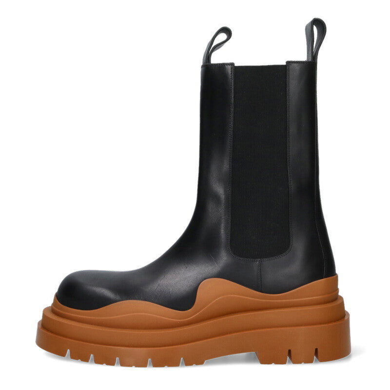 Bottega Veneta Tire Chelsea Boots Blk/Brown Size 10