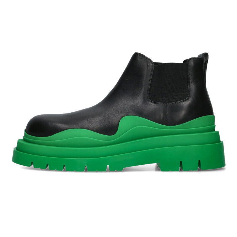 Bottega Veneta Tire Ankle Chelsea Boots Blk/Green Size 11.5
