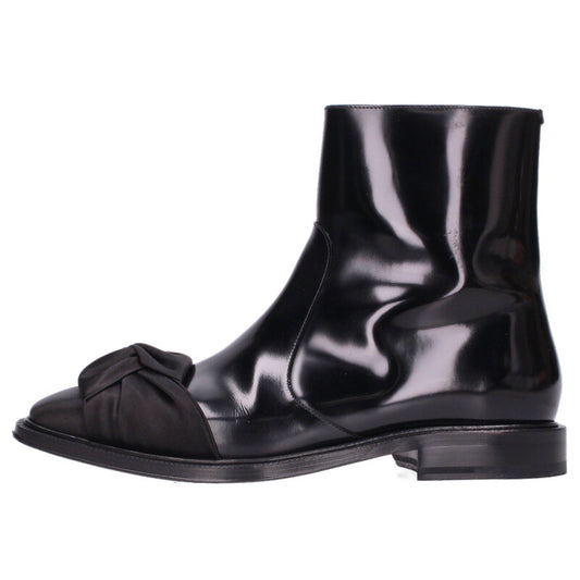 DIOR Black Satin Ribbon Side Zip Boots Size 8.5