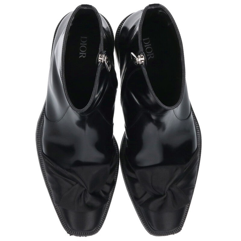 DIOR Black Satin Ribbon Side Zip Boots Size 8.5