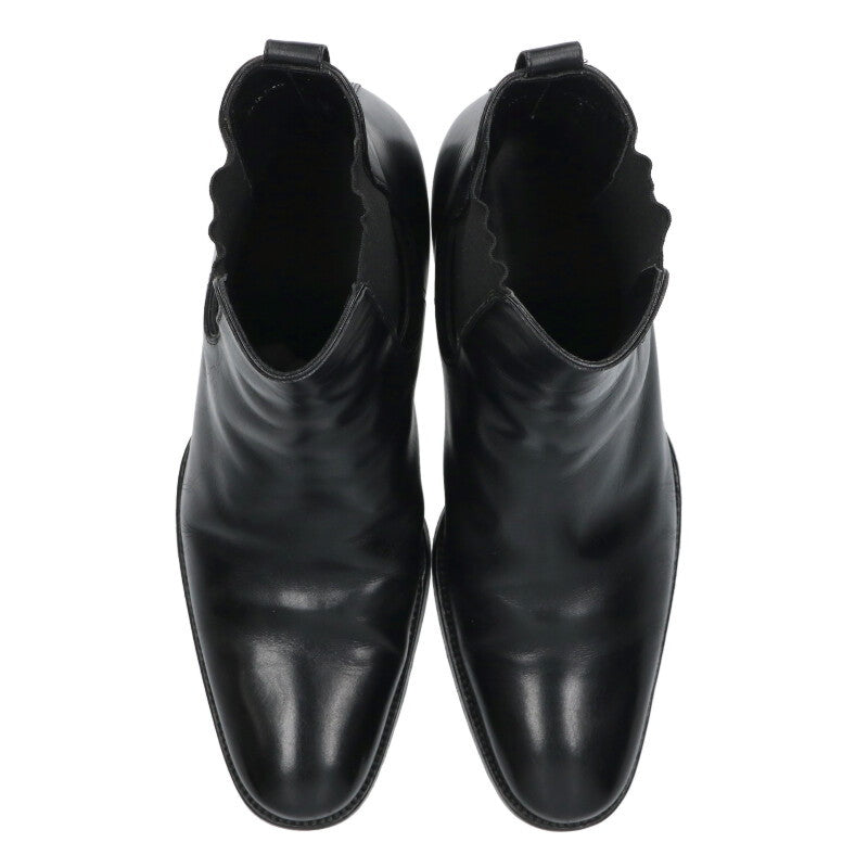 Dior HOMME 07AW Chelsea Leather Heel Boots Black Size 39.5
