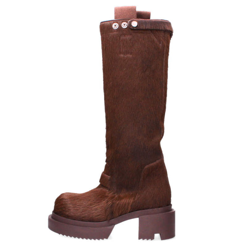 Rick Owens Pull-On Bogun Fur Boots Brown Size 7.5