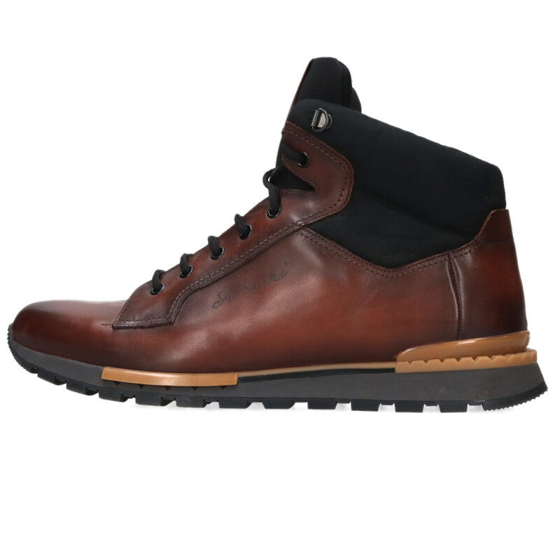 Berluti Calligraphy Leather High Top Boots Brown Size 9