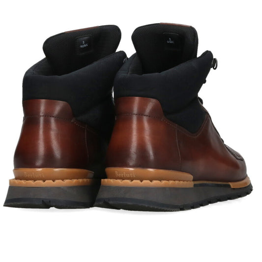 Berluti Calligraphy Leather High Top Boots Brown Size 9