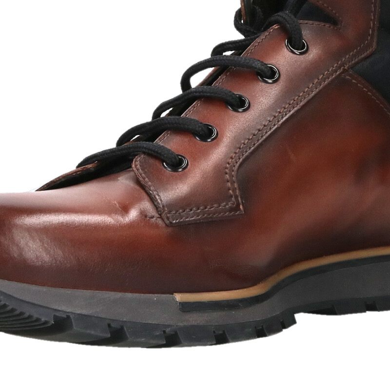 Berluti Calligraphy Leather High Top Boots Brown Size 9