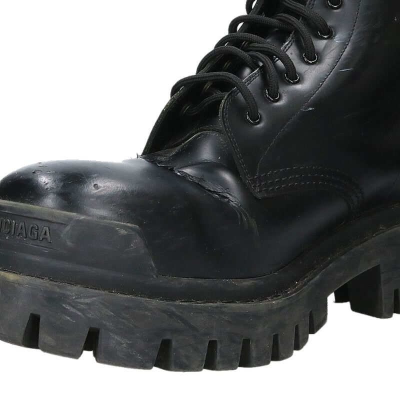 BALENCIAGA Strike Leather Boots Black Size 9.5