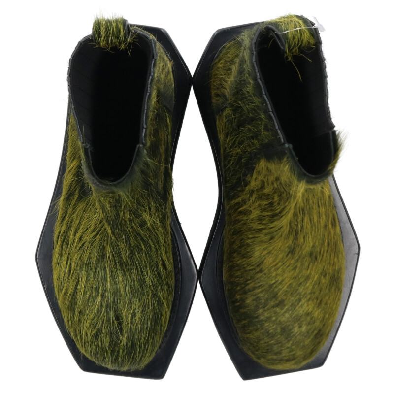 Rick Owens BEATLE TURBO CYCLOPS Fur Chelsea Boots Size 7.5