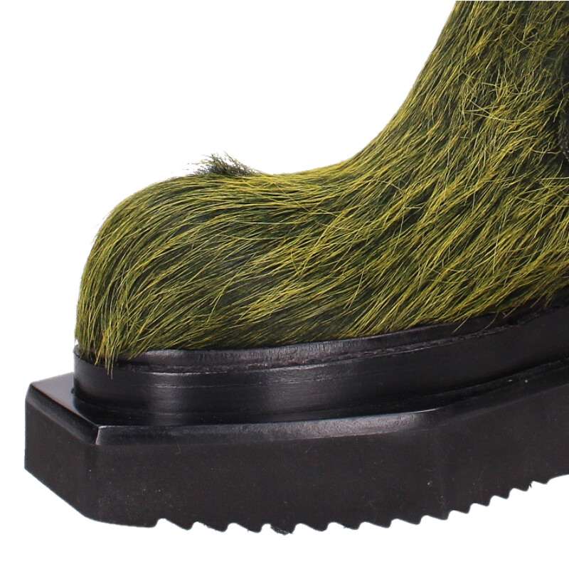 Rick Owens BEATLE TURBO CYCLOPS Fur Chelsea Boots Size 7.5