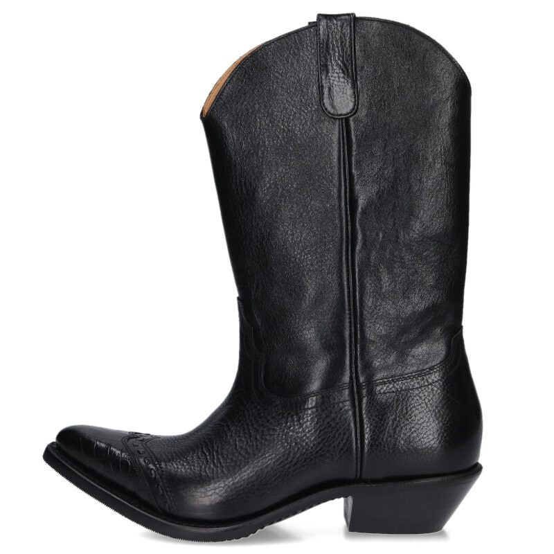 OUR LEGACY Western Leather Boots Black Size 9.5