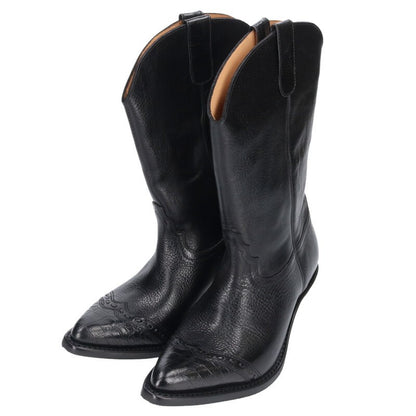 OUR LEGACY Western Leather Boots Black Size 9.5