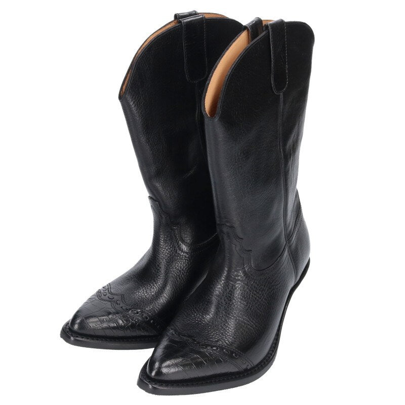 OUR LEGACY Western Leather Boots Black Size 10.5
