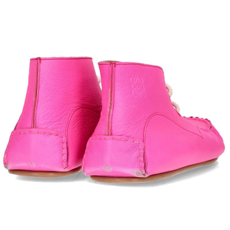 LOEWE MOCCASINS Leather Moccasin Boots Pink Size 10.5