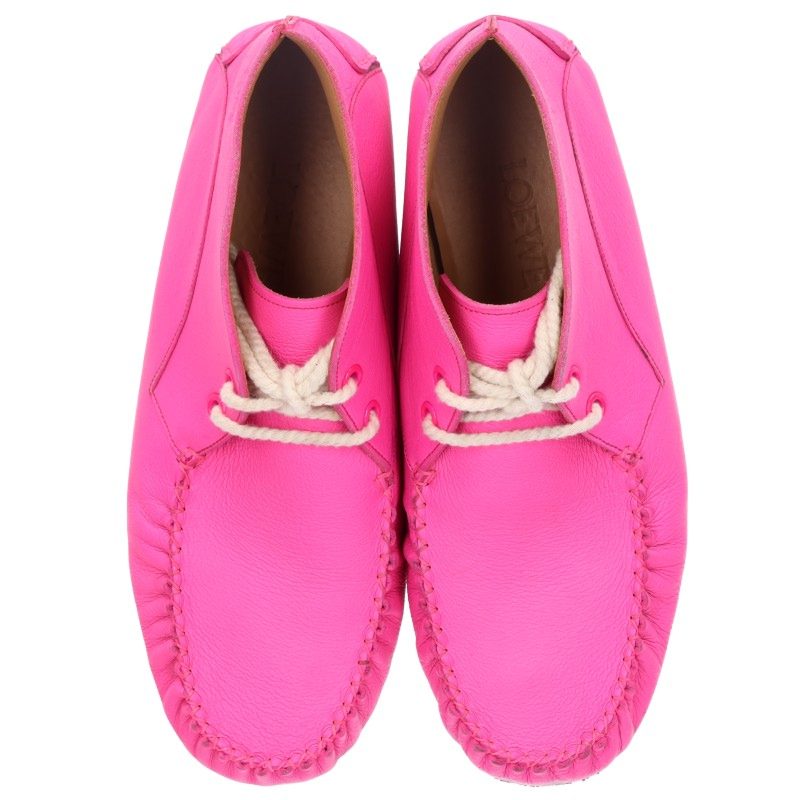 LOEWE MOCCASINS Leather Moccasin Boots Pink Size 10.5