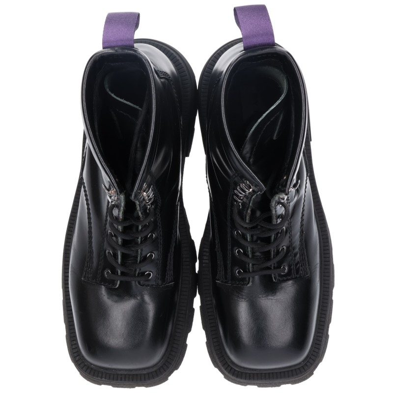 Eytys Michigan Lace-Up Leather Boots Black Size 7.5