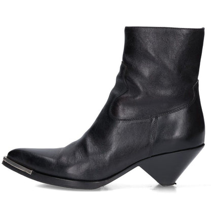 CELINE Side Zip Metal Toe Boots Black/Silver Size 6.5