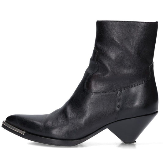 CELINE Side Zip Metal Toe Boots Black/Silver Size 6.5