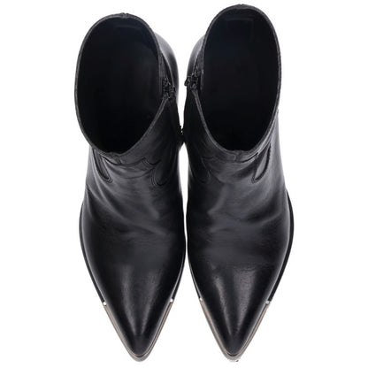 CELINE Side Zip Metal Toe Boots Black/Silver Size 6.5