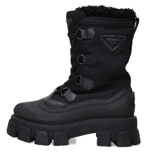 PRADA Monolith Shearling Re-Nylon High-Cut Boots Size 7.5