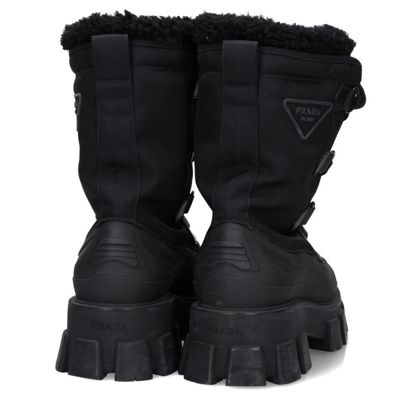 PRADA Monolith Shearling Re-Nylon High-Cut Boots Size 7.5