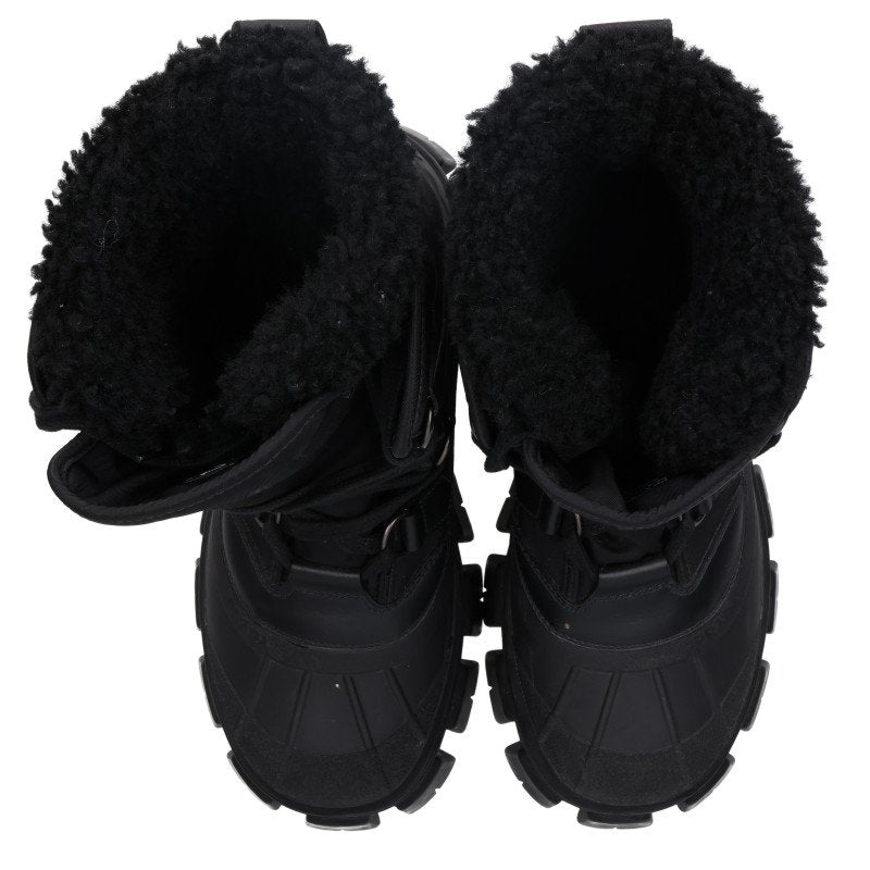 PRADA Monolith Shearling Re-Nylon High-Cut Boots Size 7.5