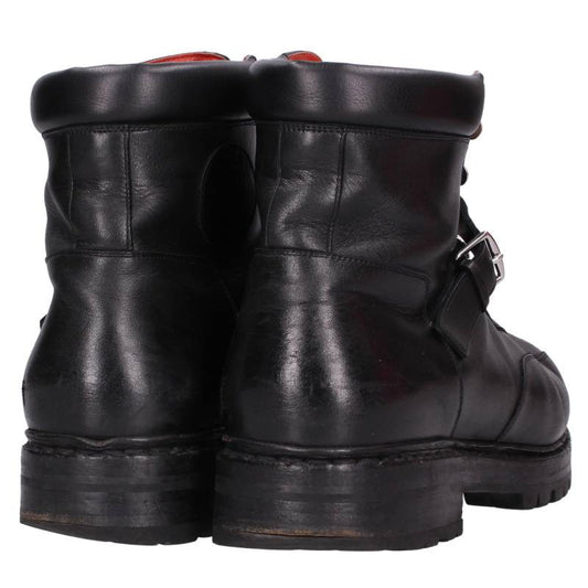 HERMES Side Logo Patch Hiking Leather Boots Black Size 9.5