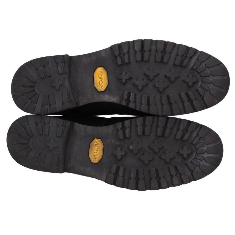 HERMES Side Logo Patch Hiking Leather Boots Black Size 9.5