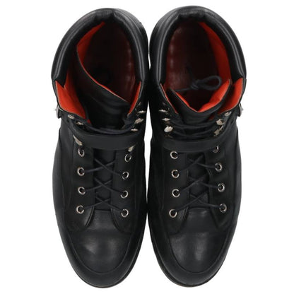 HERMES Side Logo Patch Hiking Leather Boots Black Size 9.5