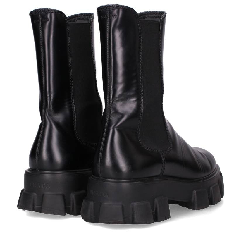 PRADA Monolith Chelsea Leather Boots Black Size 9.5