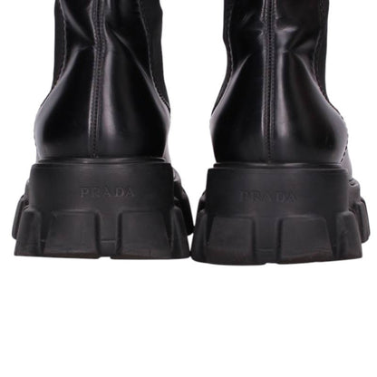 PRADA Monolith Chelsea Leather Boots Black Size 9.5