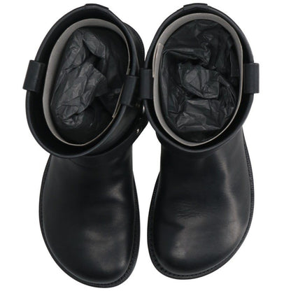 LOEWE CAMPO Calfskin Leather Biker Boots Black Size EU 41