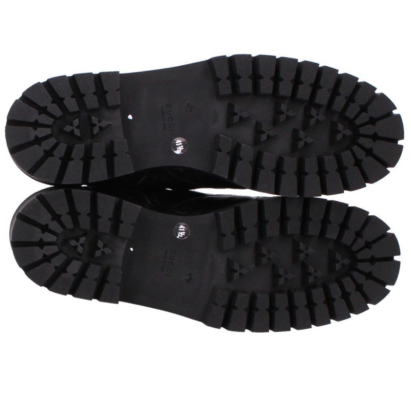 GUCCI Matelassé Lace-up Boots Black Size 41.5