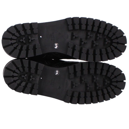 GUCCI Matelassé Lace-up Boots Black Size 41.5