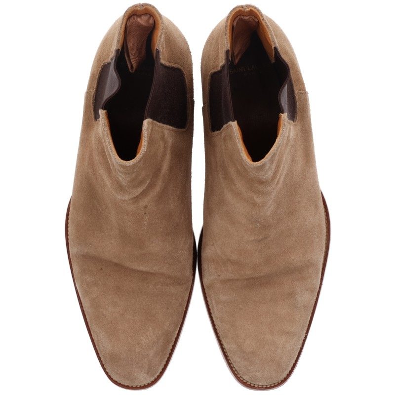 SAINT LAURENT PARIS Suede Chelsea Boots Brown Size EU 40