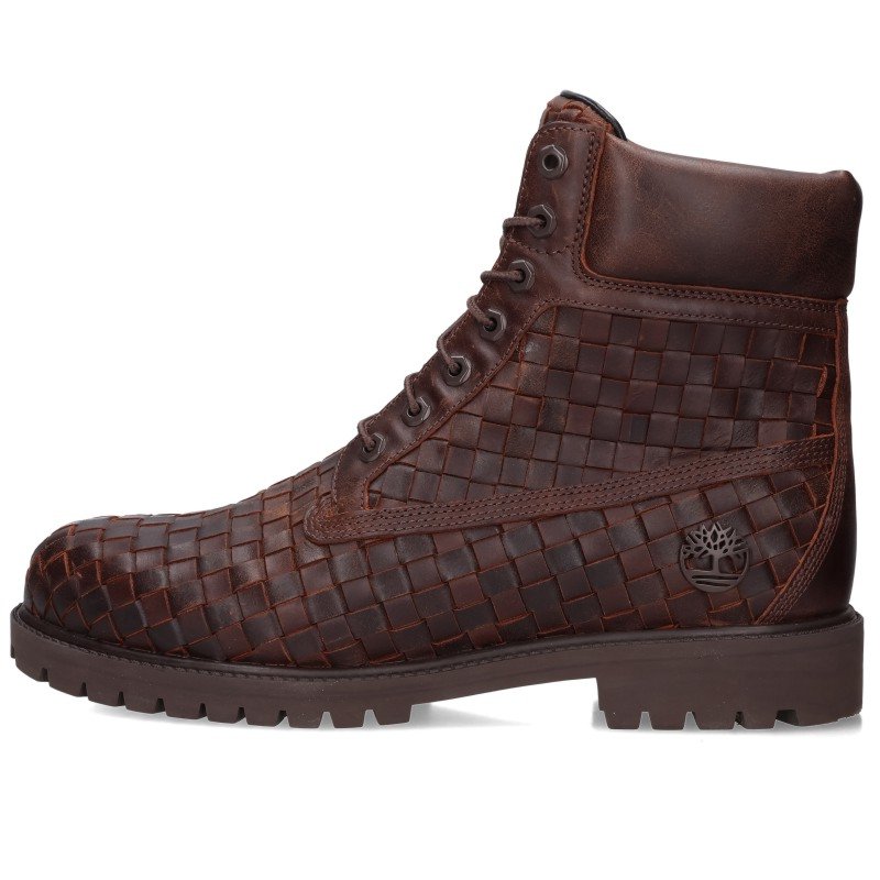 Timberland Woven Leather Lace-up Boots Brown Size 29cm