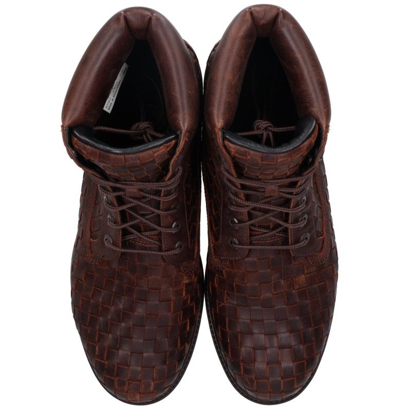 Timberland Woven Leather Lace-up Boots Brown Size 29cm