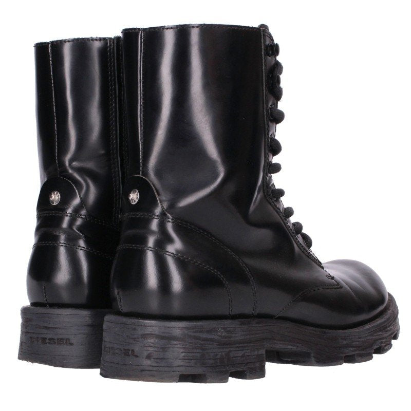DIESEL Y02994 Leather Boots Black Size 28cm