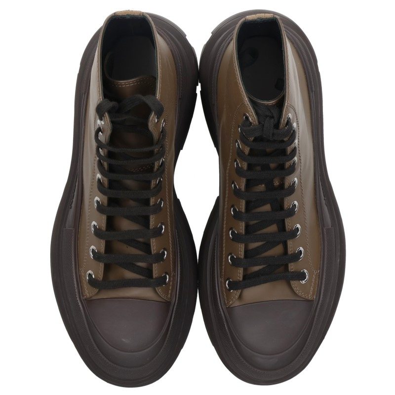 Alexander McQUEEN Rubber Sole Leather Boots Green Size EU 42
