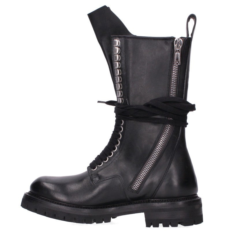 Rick Owens RACEUP ARMY Lace-Up Army Boots Black Size EU 39