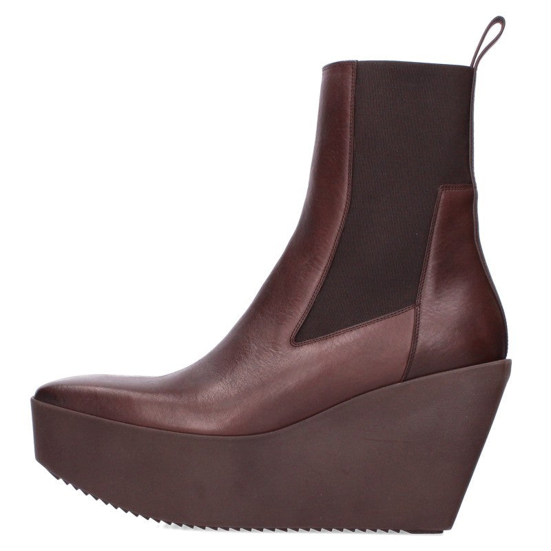 Rick Owens Platform Beatle Side Gore Boots Brown Size EU 43
