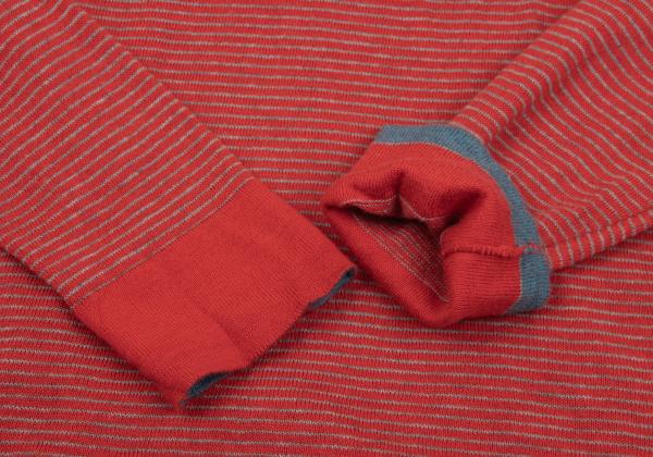 45rpm Cotton Border Knit Sweater Red Multi Size 3