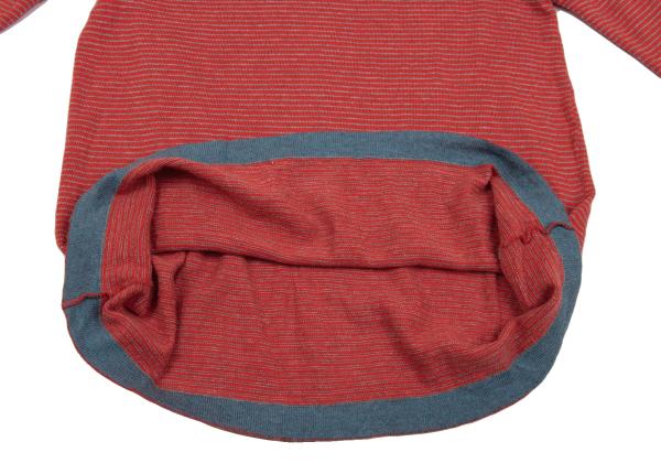 45rpm Cotton Border Knit Sweater Red Multi Size 3