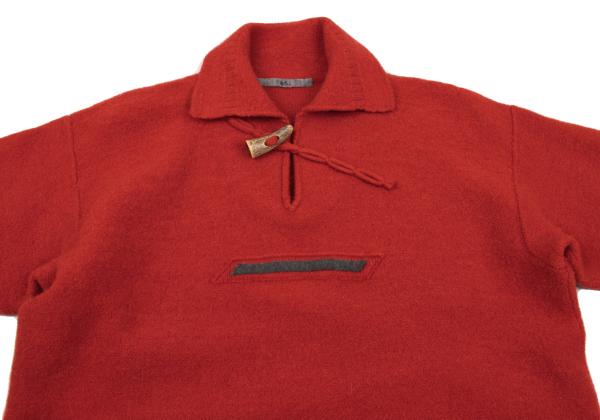 45rpm Alpaca Wool Toggle Button Skipper Knit Red Size 3