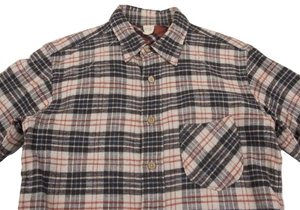 45rpm DASH Ecru Multi Cotton Flannel Overcheck Shirt Size 2
