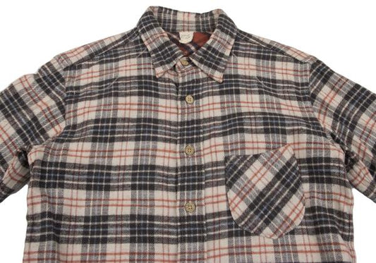 45rpm DASH Ecru Multi Cotton Flannel Overcheck Shirt Size 2