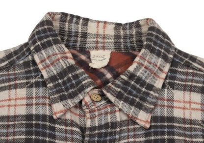 45rpm DASH Ecru Multi Cotton Flannel Overcheck Shirt Size 2