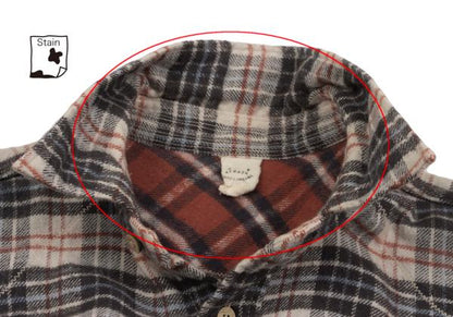 45rpm DASH Ecru Multi Cotton Flannel Overcheck Shirt Size 2