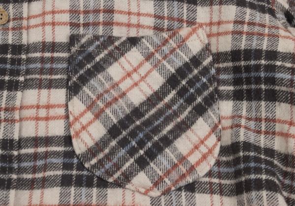 45rpm DASH Ecru Multi Cotton Flannel Overcheck Shirt Size 2