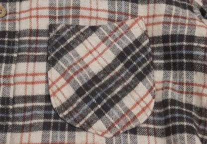 45rpm DASH Ecru Multi Cotton Flannel Overcheck Shirt Size 2