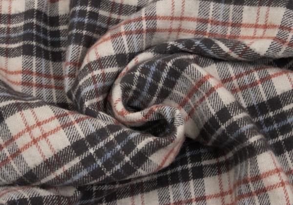 45rpm DASH Ecru Multi Cotton Flannel Overcheck Shirt Size 2