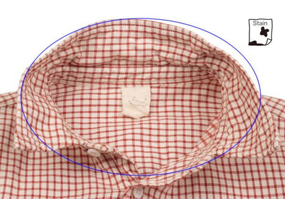 45rpm DASH Ecru Red Cotton Check Long Sleeve Shirt Size 2